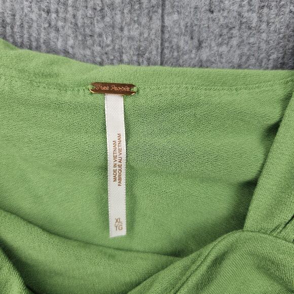 Free People Top Womens XL Dancing In The Sand Ruched Festival Asymmetrical Green - Picture 4 of 6